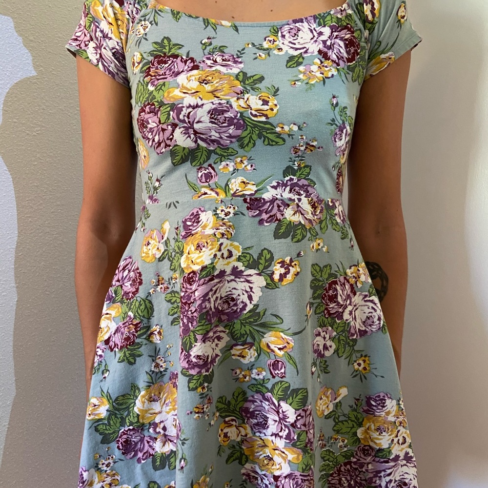 floral fit and flare mini dress